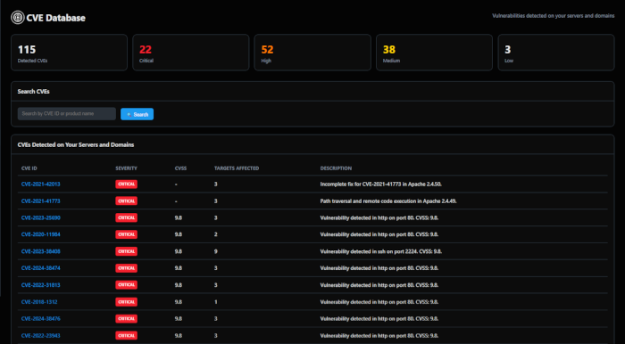 CVE Cache Screenshot